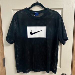 Womens Nike Black and White Mesh Tee